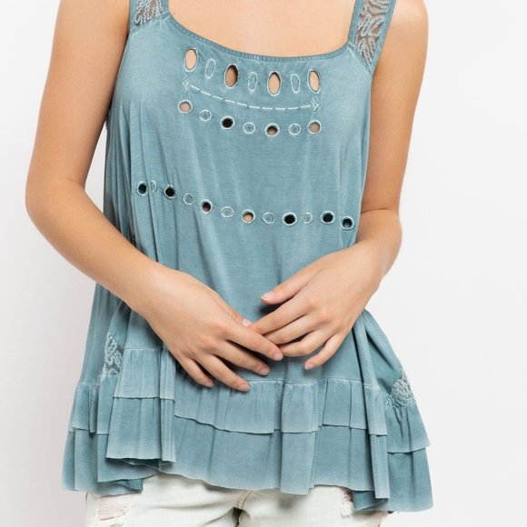 Lace Detail Peek-a-Boo Top - Picture 2 of 8